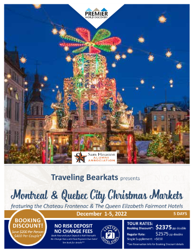 thumbnail view of MONTREAL QUEBEC CITY CHRISTMAS MARKETS - Sam Houston State Alumni - 01DEC22