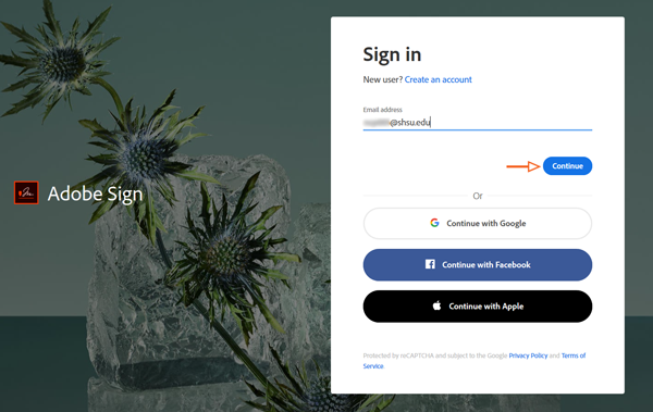 Adobe Sign Home Page